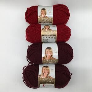 Vanna's Choice Lion Brand Yarn Burgundy Cranberry Red *Lot of 4 Skeins* Crochet